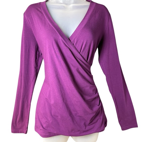 Cabi L Purple Wrap V Neck Long Sleeve Bodycon Spicy Sexy Top Blouse - Picture 2 of 7